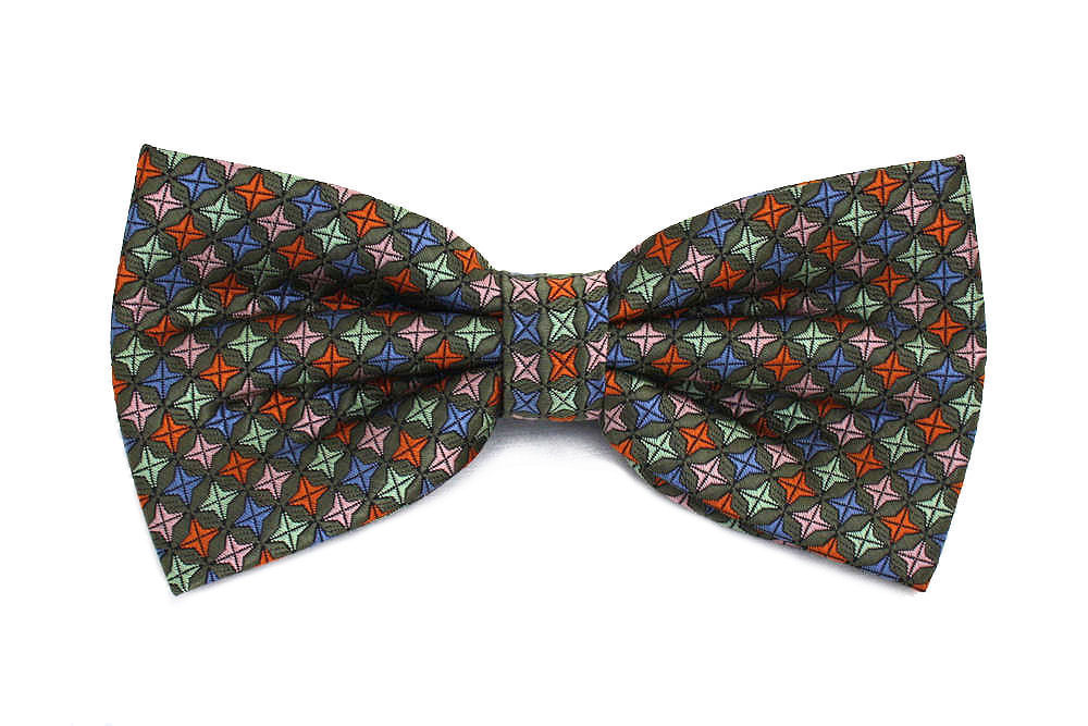 MUCHA MĘSKA MUSZKA - ZIELONA OLIWKOWA WZORZYSTA