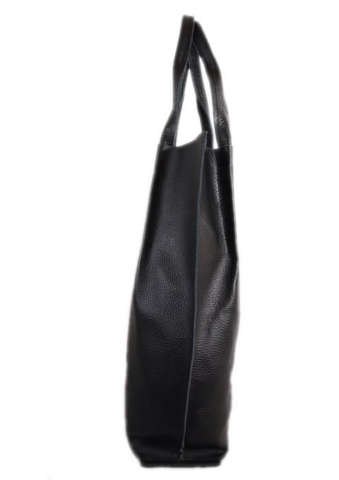 TOREBKA SKÓRZANA SHOPPER SKÓRA CZARNA A4 Kolor okuć srebrny