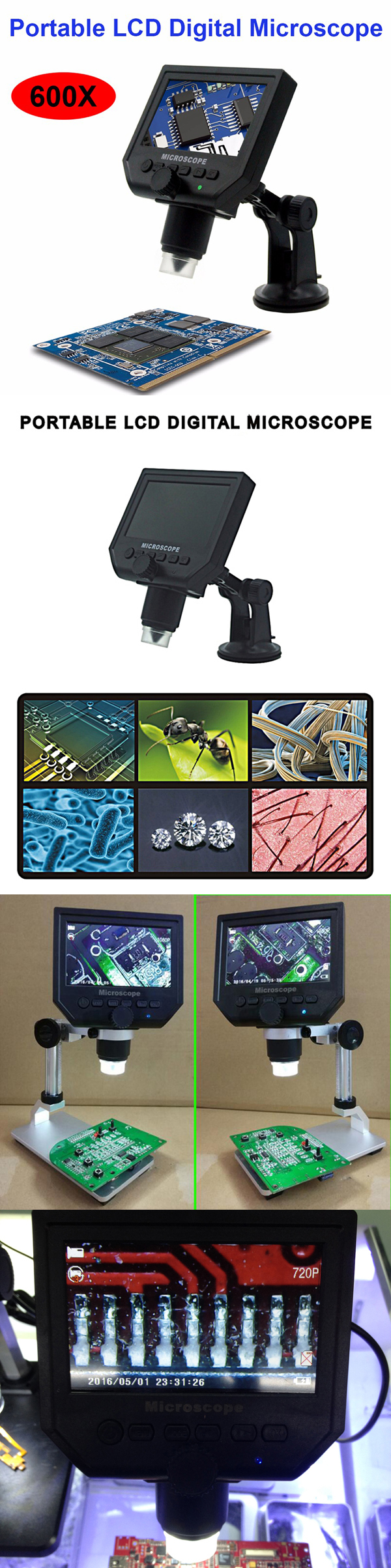 Mikroskop Cyfrowy ZOOM x600 3.6MP HD OLED 1080p — zdjęcie 2