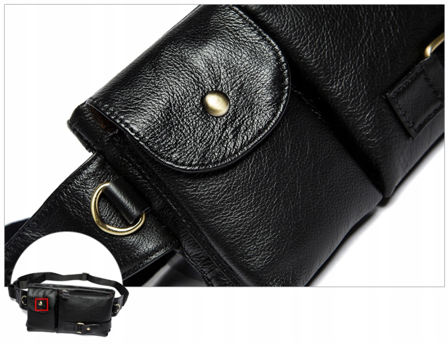 Męska nerka saszetka elegancka Vintage skóra Materiał dominujący skóra naturalna