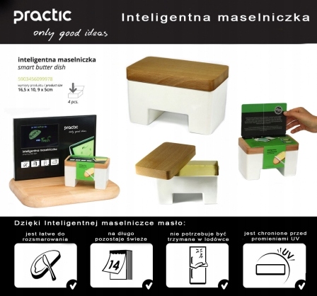 Inteligentna maselniczka Pojemnik na masło + nożyk Marka Practic