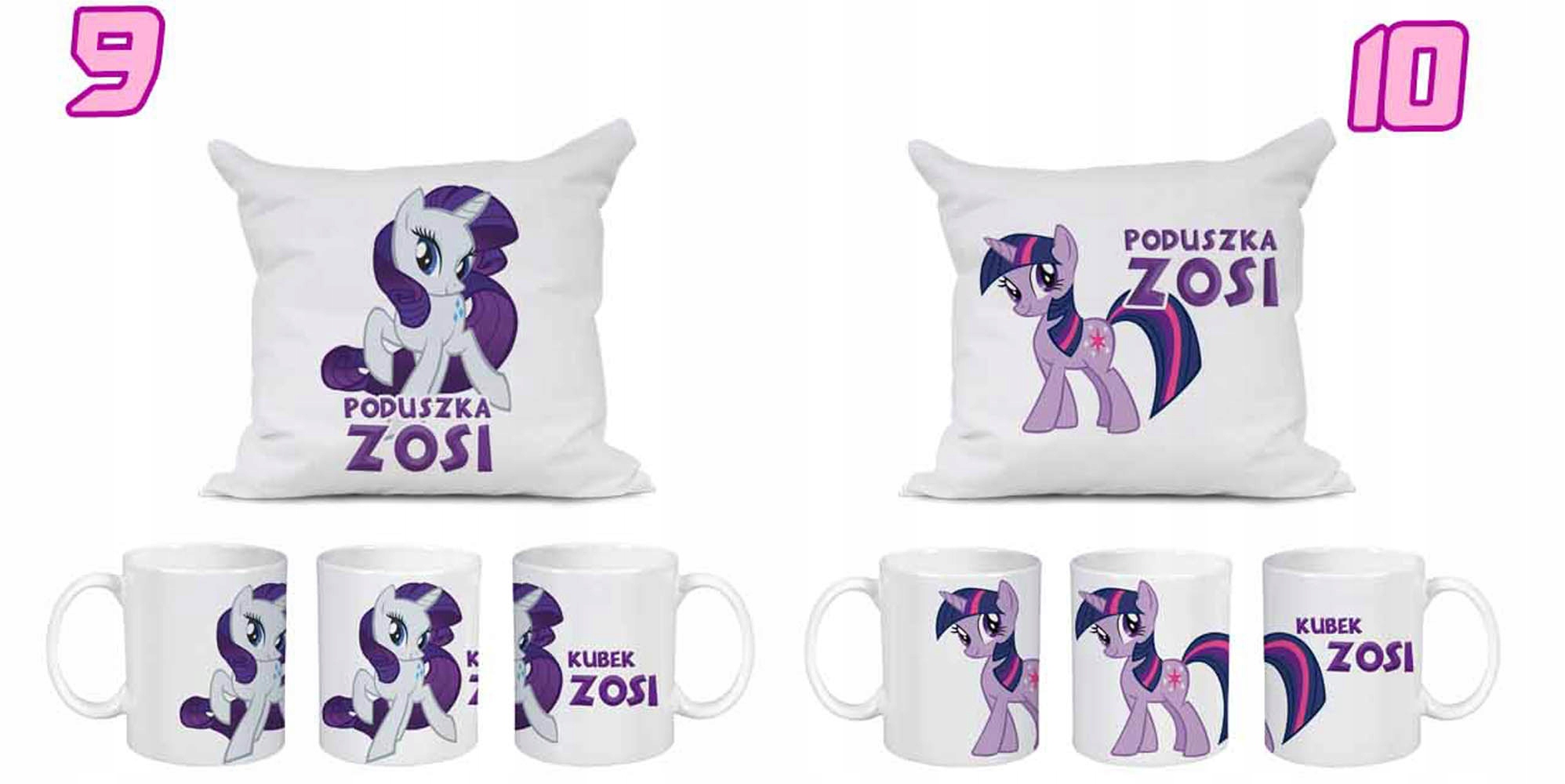 ZESTAW KUBEK + PODUSZKA MY LITTLE PONY IMIĘ GRATIS Kod producenta 005