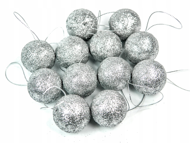 

Bombki kule Brokatowe 4 cm Srebrne 12 sztuk kulki