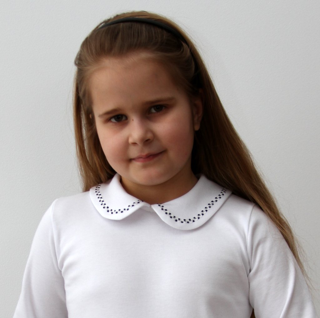 BLUZKA BIAŁA Z KOŁNIERZYKIEM PROSTY RĘKAW ROZ. 152 Płeć dziewczynki