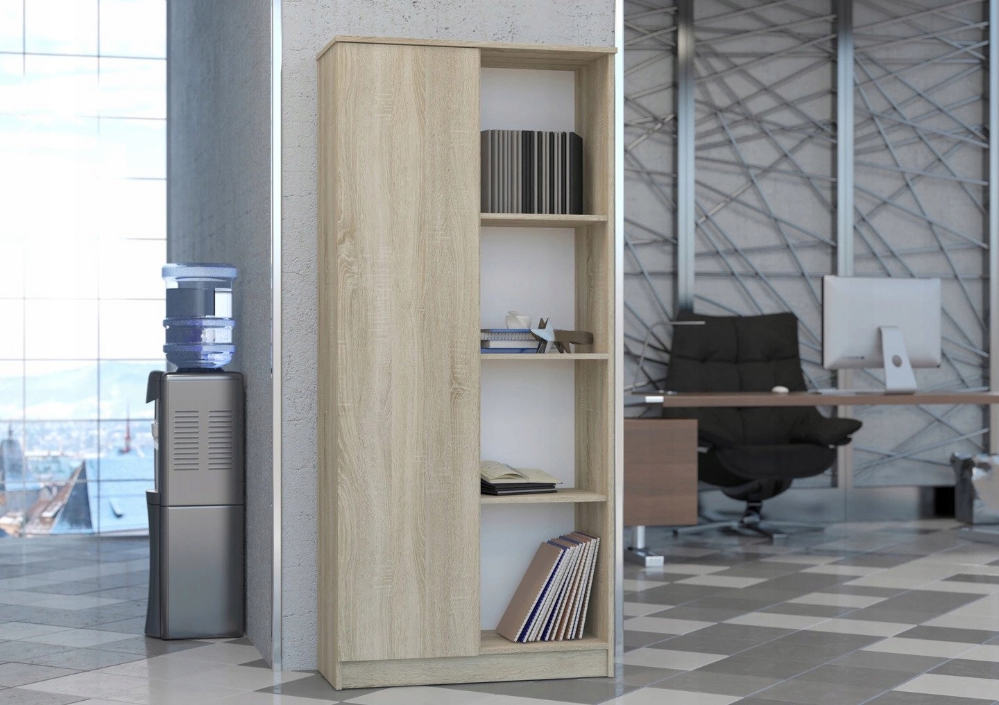 REGAŁ KSIĄŻKI BIUROWY 1 DRZWI 3 PÓŁKI SONOMA B-5