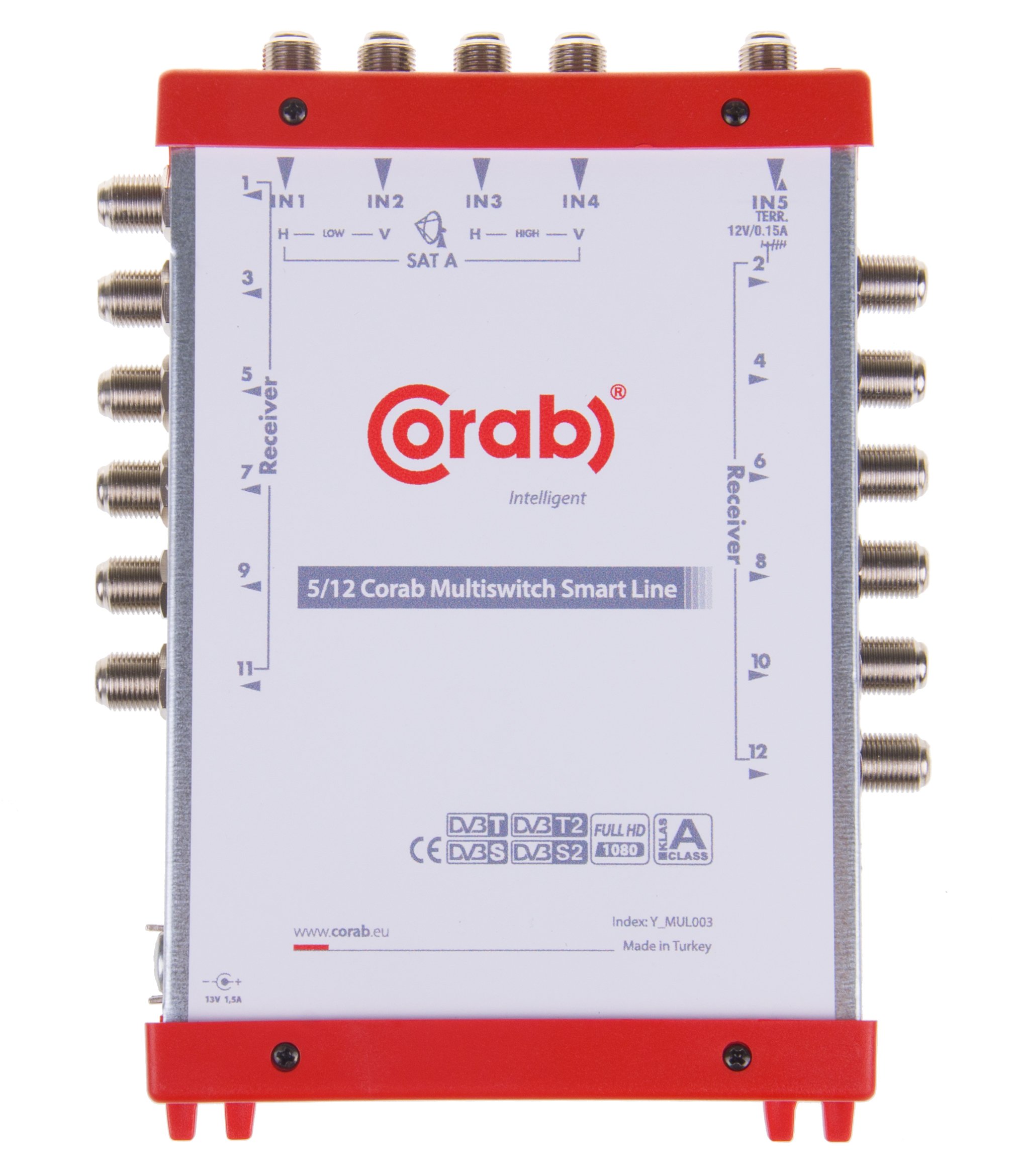 MULTISWITCH SMART LINE 5/12 CORAB TV SAT DVB-S2 Waga produktu 0.6 g