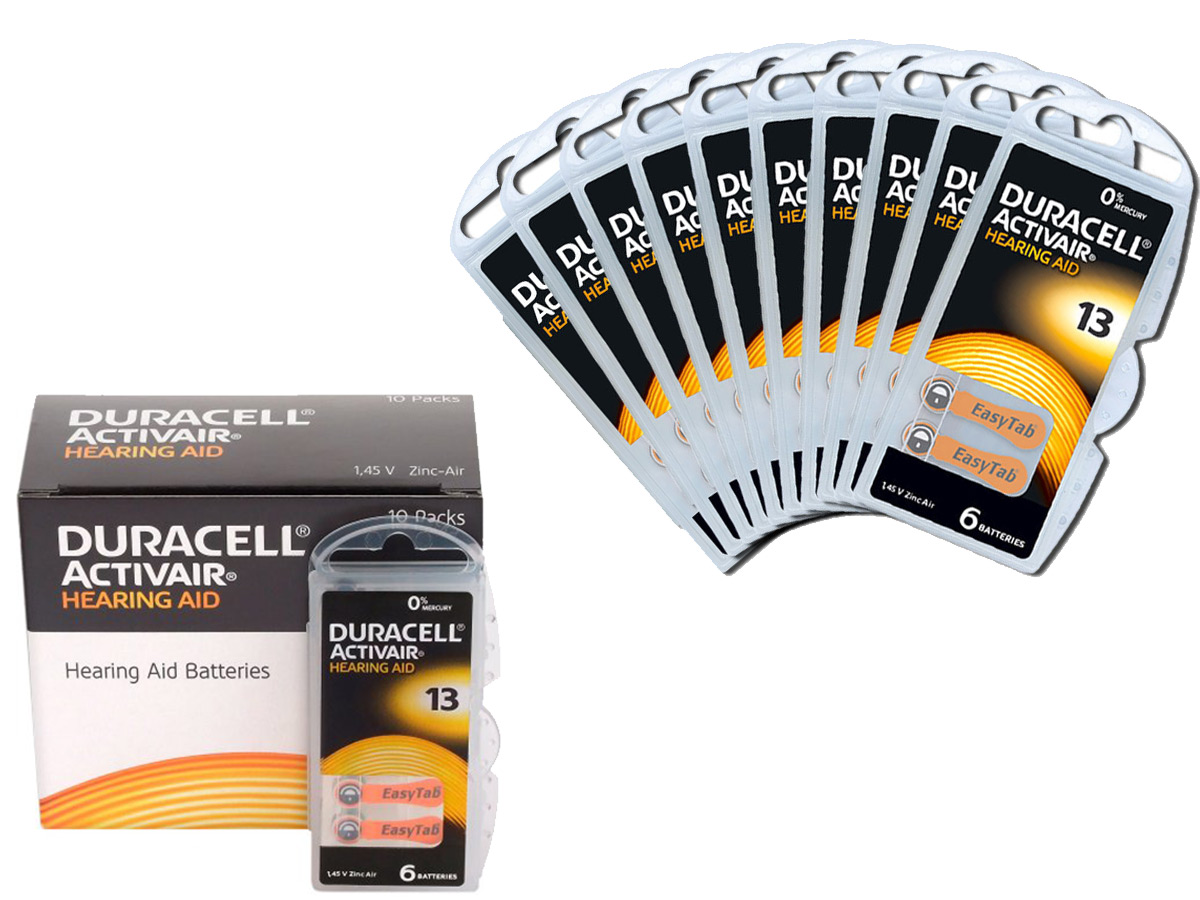 

60 Baterie do Aparatów Słuchowych Duracell 13 PR48