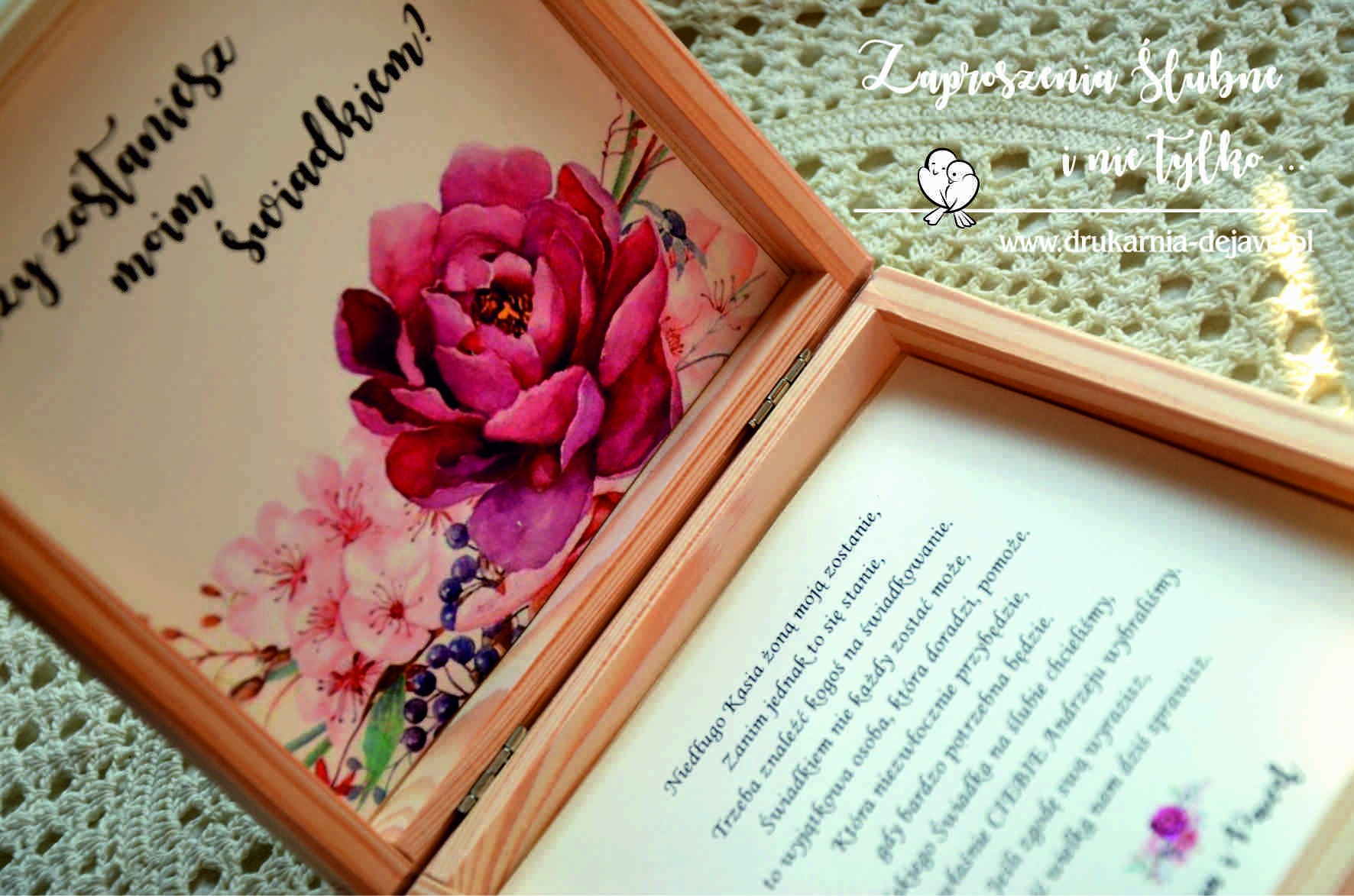 Zaproszenie ślubne dla świadków w pudełku Liczba sztuk 1 szt.