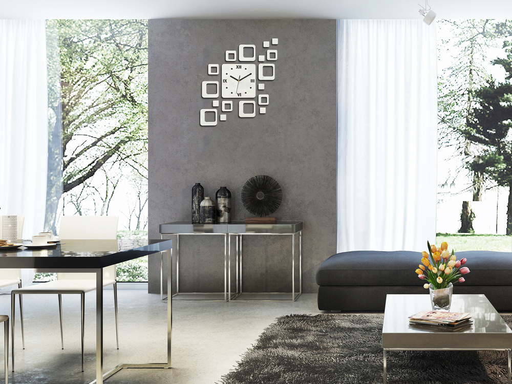 DUŻY ZEGAR ŚCIENNY ROME BIAŁY 3D DIY OBRAZ JAKOŚĆ EAN (GTIN) 5902838310069