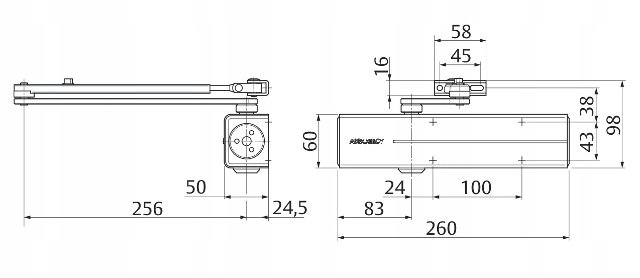 Samozamykacz domykacz ASSA ABLOY DC300 srebrny Marka Assa Abloy