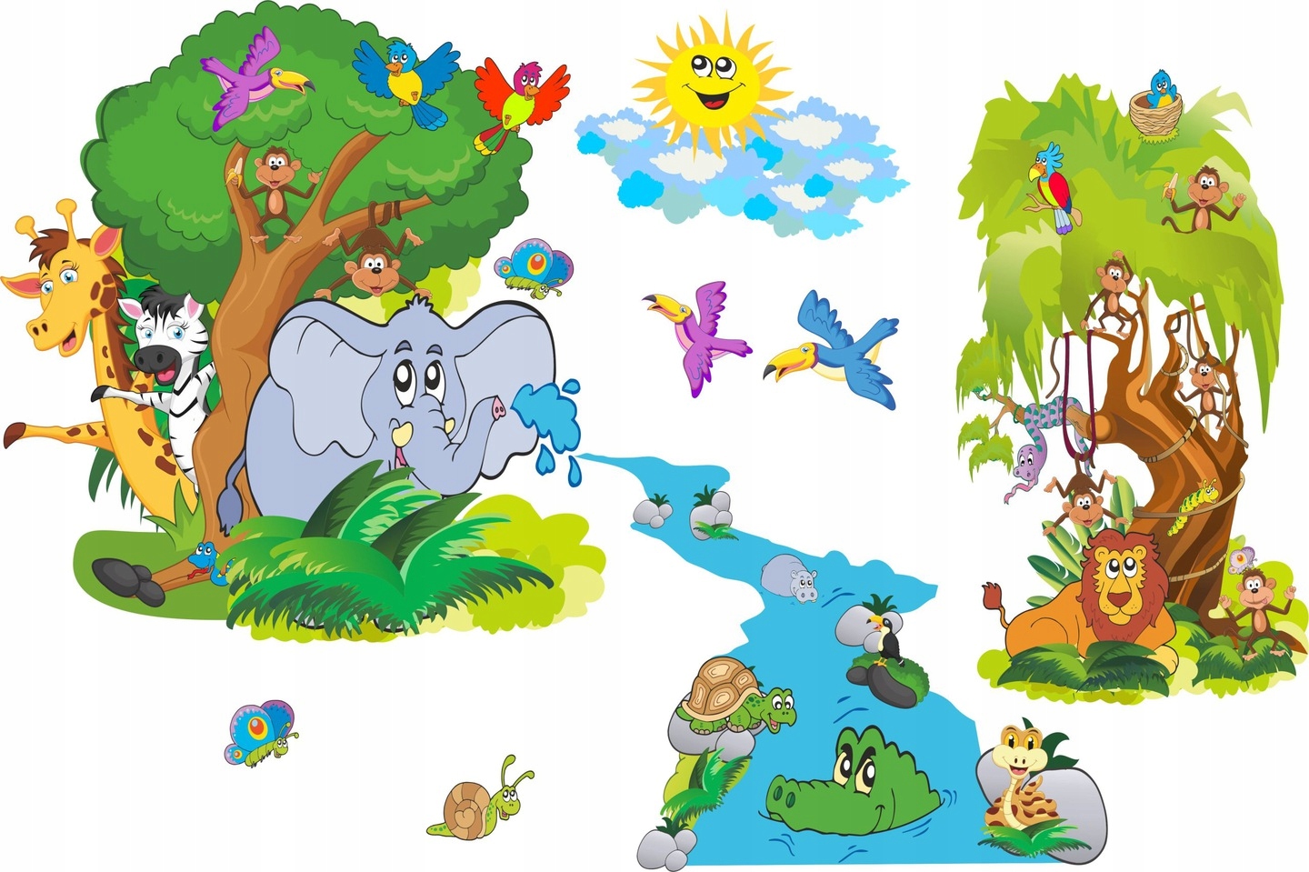 

naklejki dla dzieci na ścianę safari jungla 120