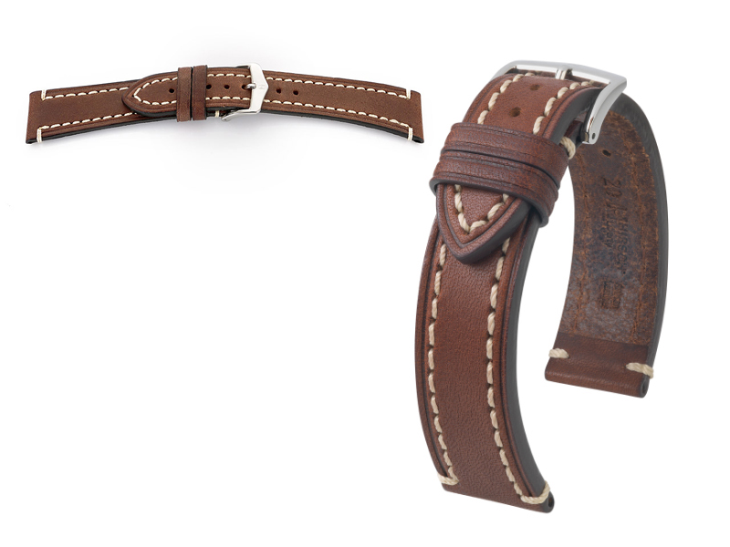 Pásek Na Hodinky Hirsch Liberty XL Hnědý 22 mm