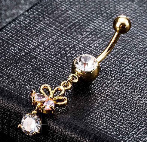 ZŁOTY KOLCZYK DO PĘPKA KWIAT 3 kolory P95 Płeć kobieta