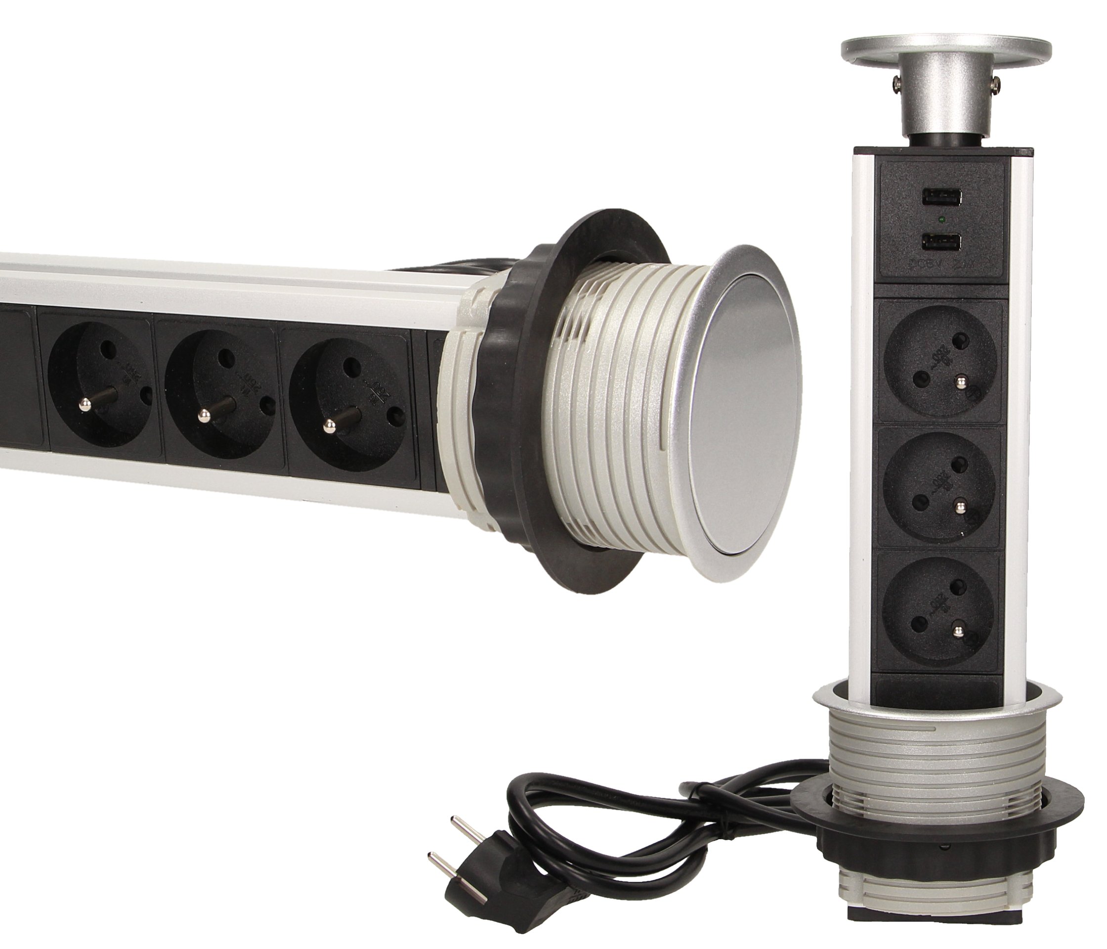 

Gniazdo Meblowe 3X250V Usb Wysuwane Z Blatu 8CM