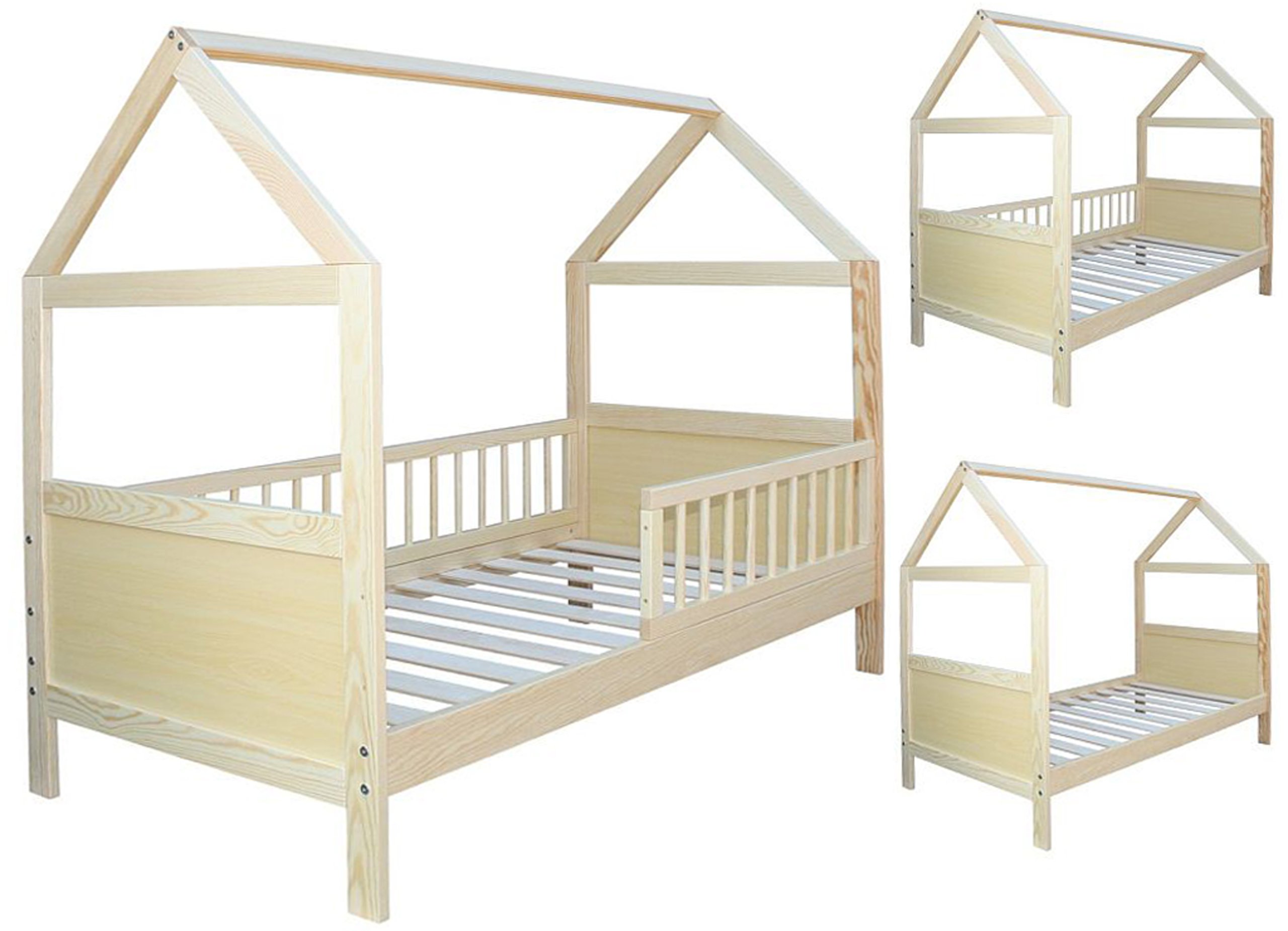 

Łóżko Domek 140x70 Sosna Barierki 2w1 Tapczanik