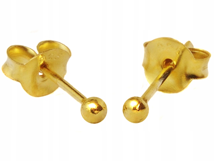 

Kolczyki kulki złocone 2 mm sztyfty srebro 0,925