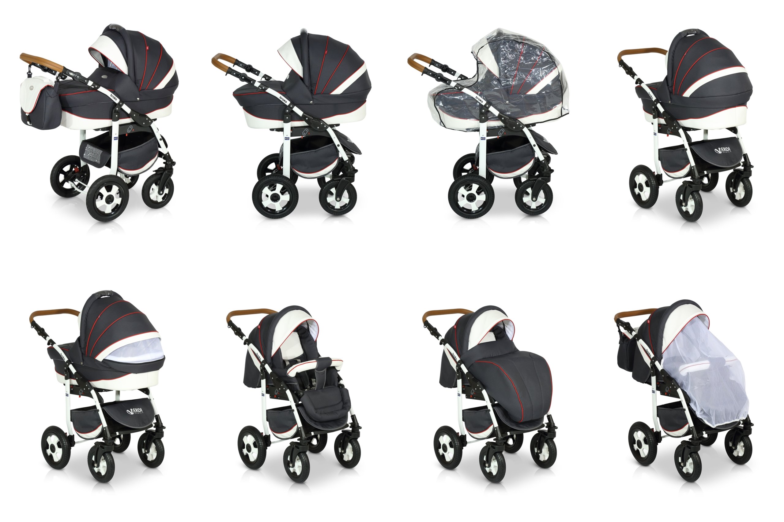 WÓZEK DZIECIĘCY VERDI BROKO 3W1+TORBA + AKCESORIA Liczba kół 4