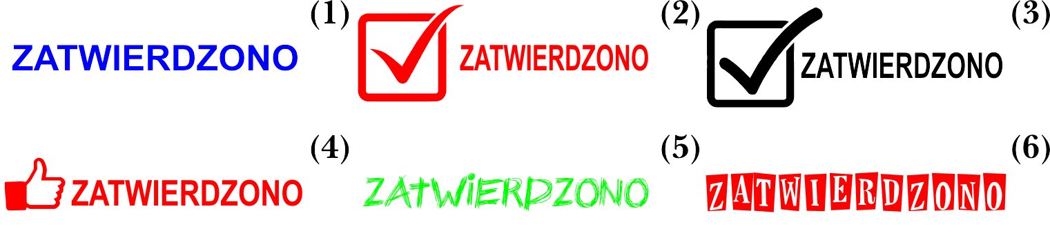 

Pieczątka automat Zatwierdzono różne