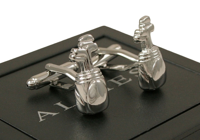 Tematyczne Spinki do Mankietów - KIJE GOLFOWE Materiał inny