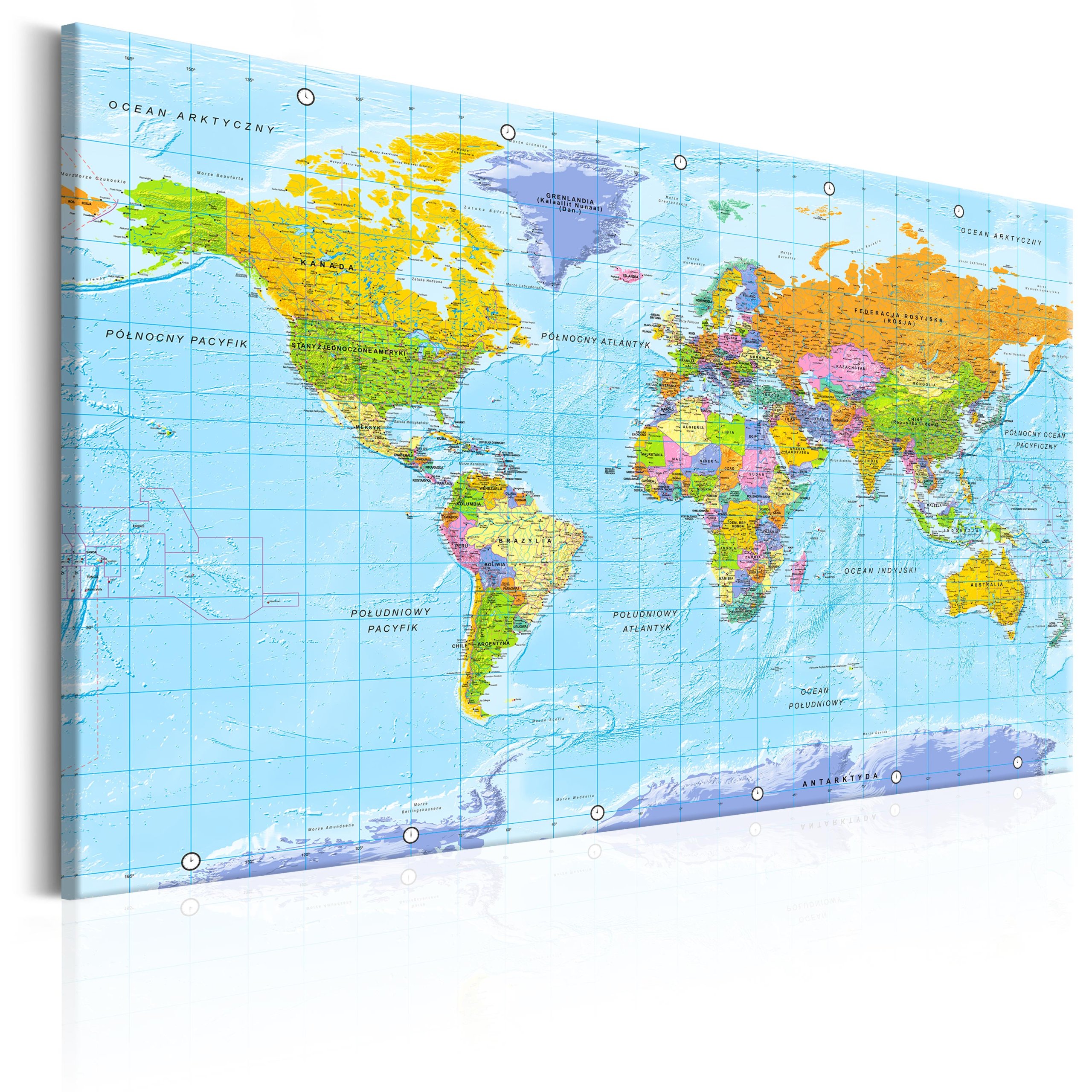 

Obraz Mapa Świata Po Polsku 90x60cm k-A-0313-b-a