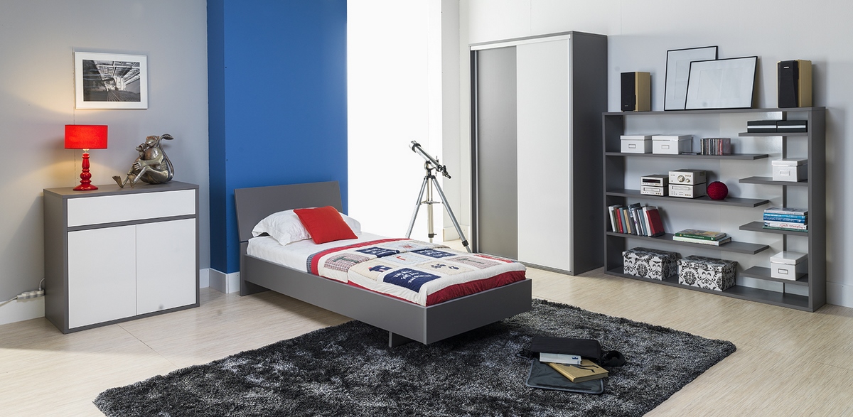 Meble ARES zestaw 2 - popiel / biały połysk