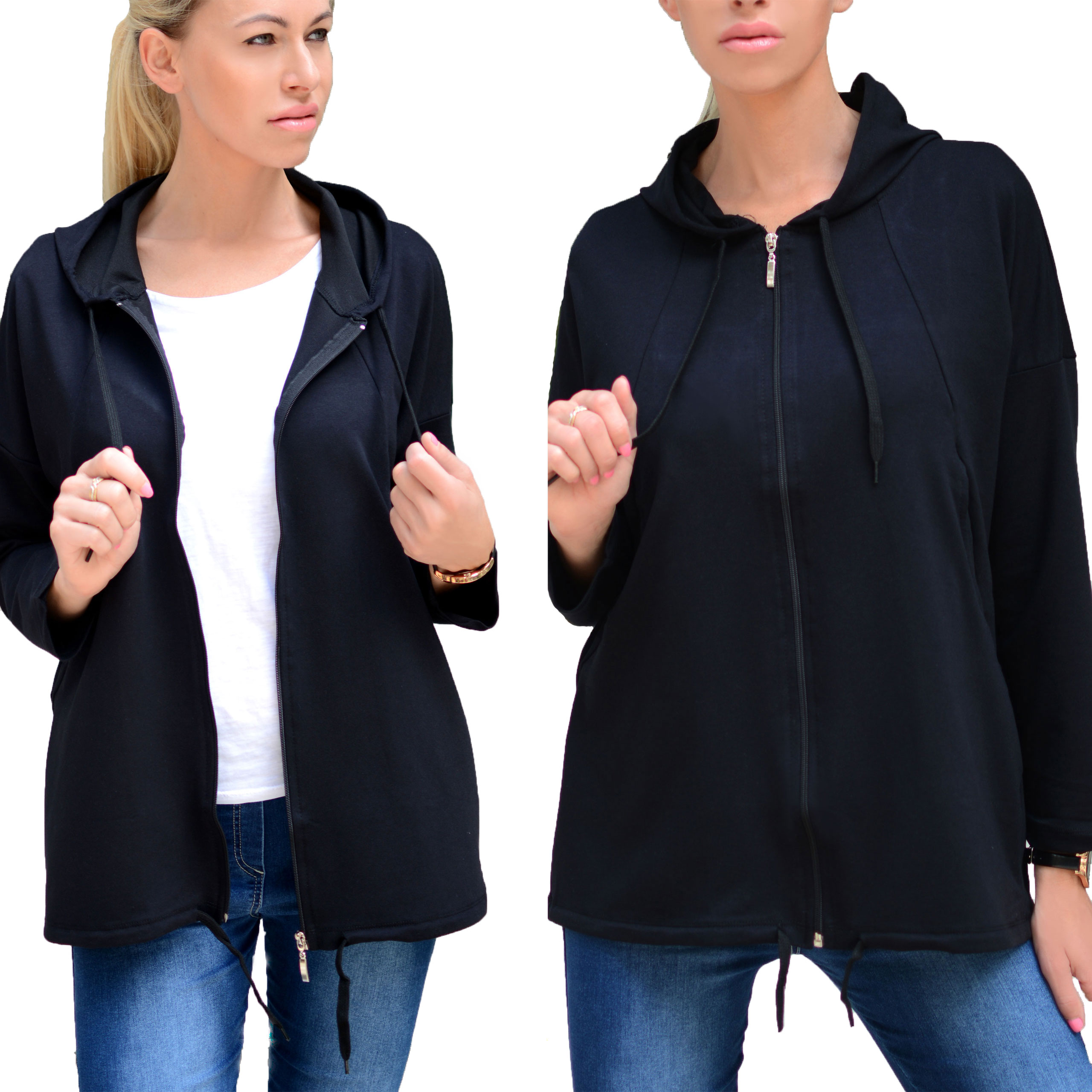 

Rozpinana Bluza Zamek Duże Rozm Czarna Niebies 716