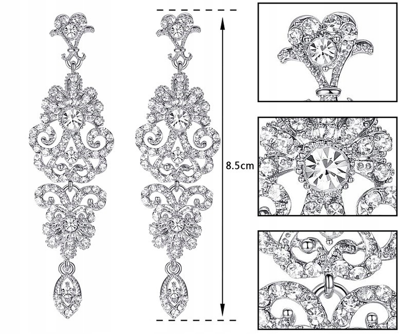 KOLCZYKI SREBRNE Z CYRKONIAMI, EFEKTOWNE, PIĘKNE Materiał Posrebrzany