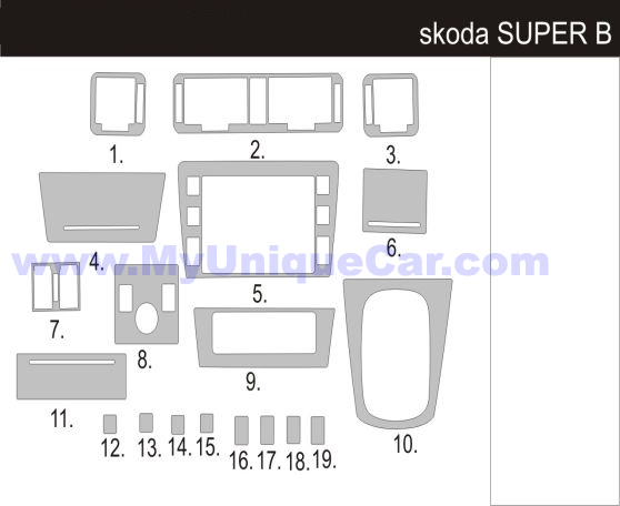 SKODA SUPER B OKLEINY KOKPITU NAKŁADKI PANEL DESKA Szerokość produktu 40 cm