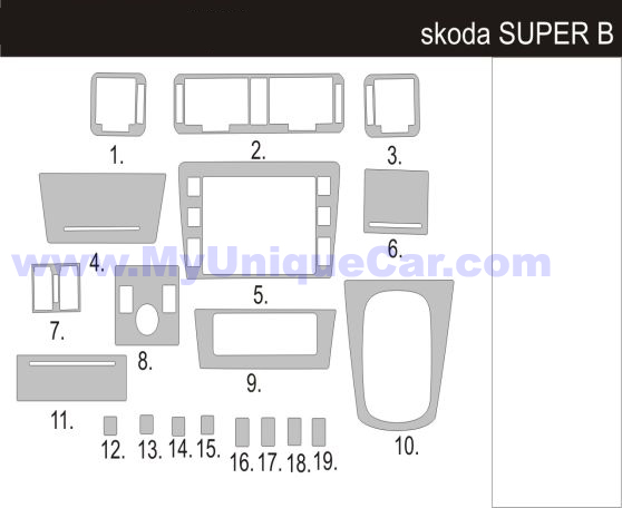SKODA SUPER B OKLEINY KOKPITU SUPERB PANEL 3D Width 40 cm