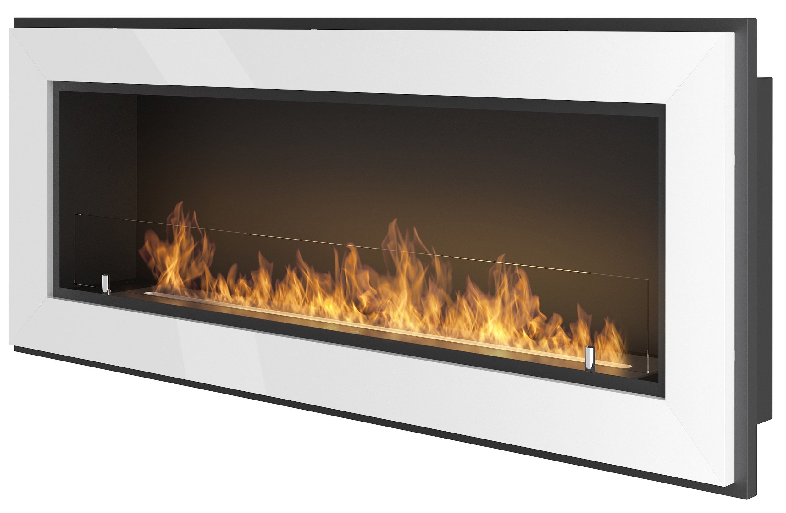 Biokominek Frame biały z szybą – szerokość 120 cm