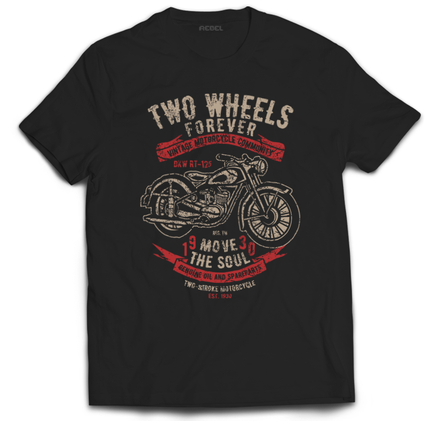 

Tshirt motocykl motor wheels vintage fan M