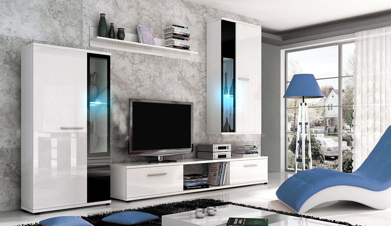 MEBLOŚCIANKA biała lub czarna WYSOKI POŁYSK !!! Liczba elementów w zestawie 4