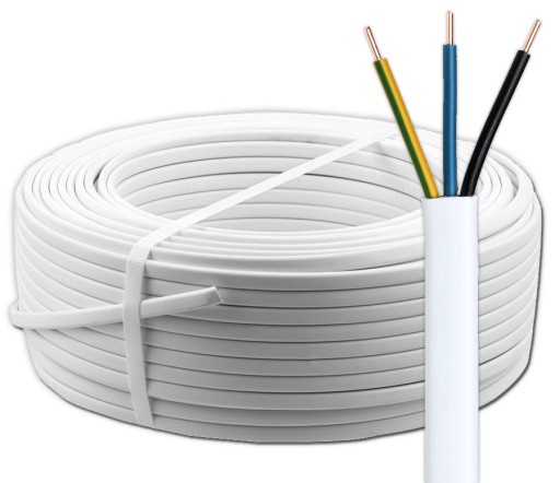 Kábel YDYp 3X1,5 450/750V plochý drôt biely Elpar Rolka 100 m