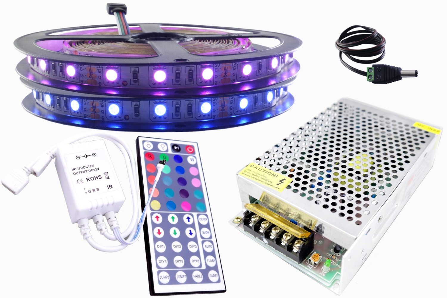 Set Led pásek 300 Smd Rgb 5050 ovladač 10 m