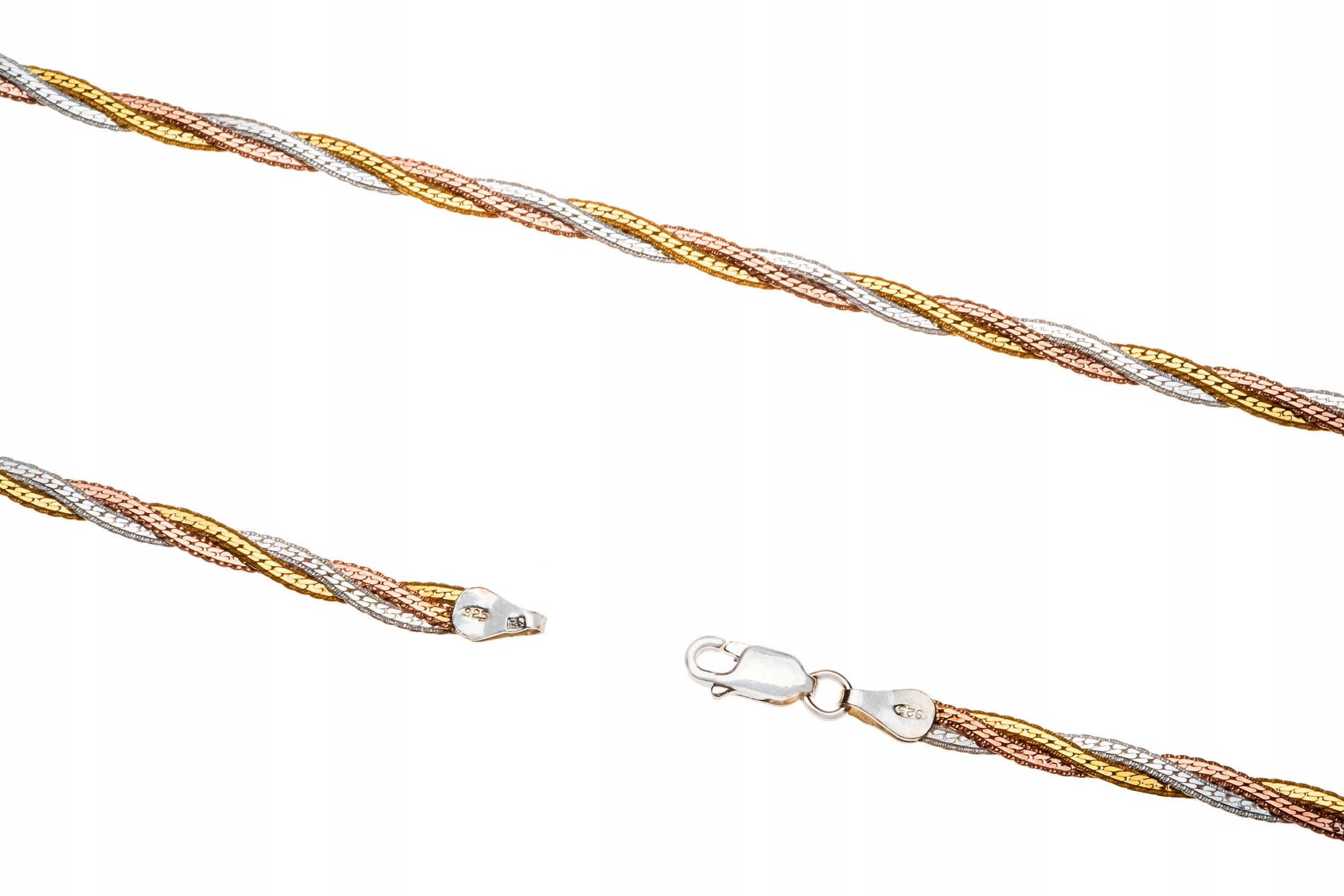 Stříbrný Řetízek S Tříbarevnou Italskou Páskou 45 CM!