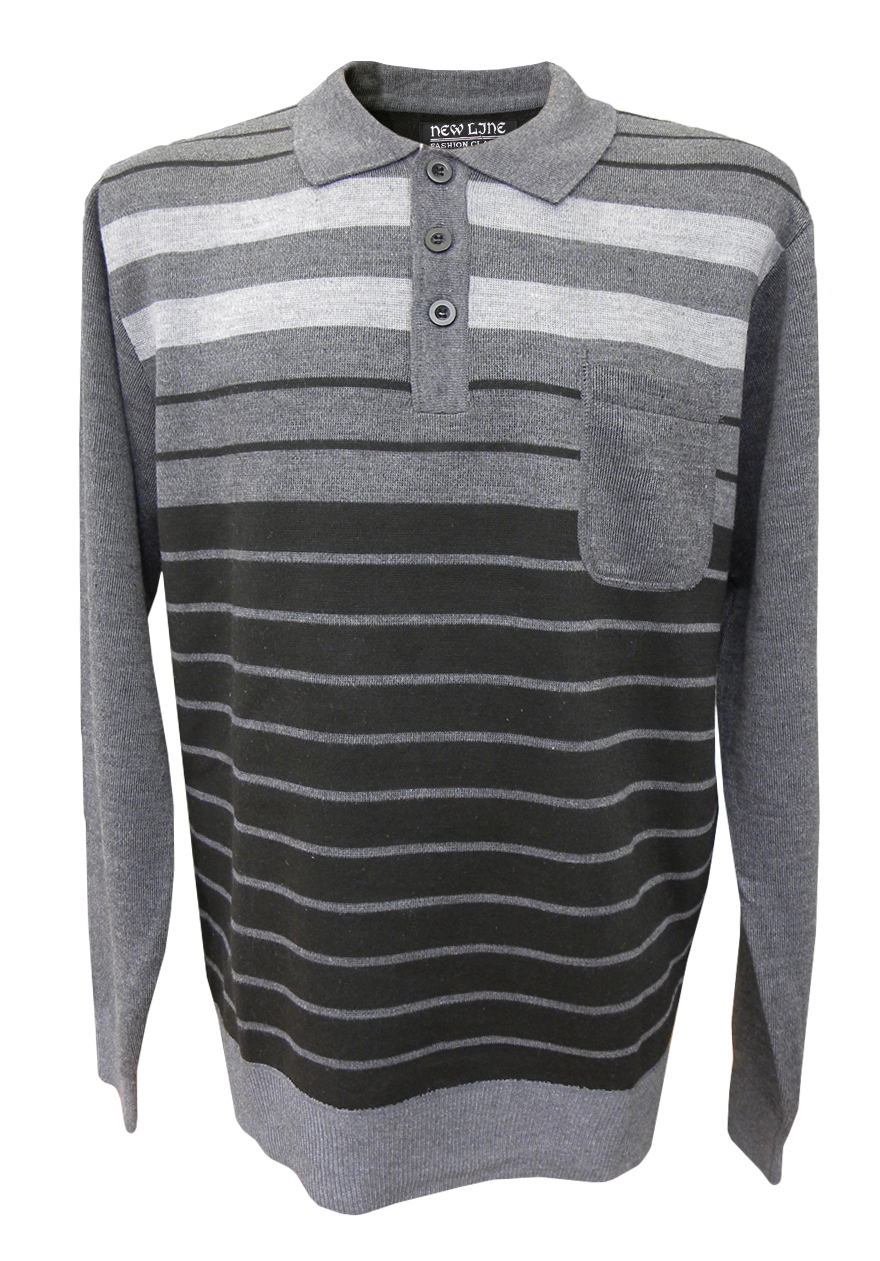 

04 Polo Z Długim Rękawem Sweter Szary Roz. XL
