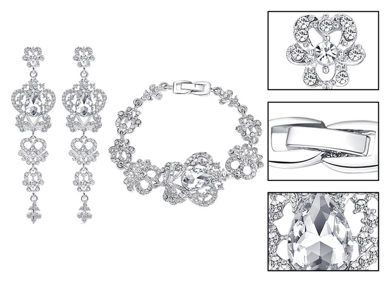 KOMPLET KOLCZYKI+ BRANSOLETKA, SREBRNY Z CYRKONIAM Marka Inna marka