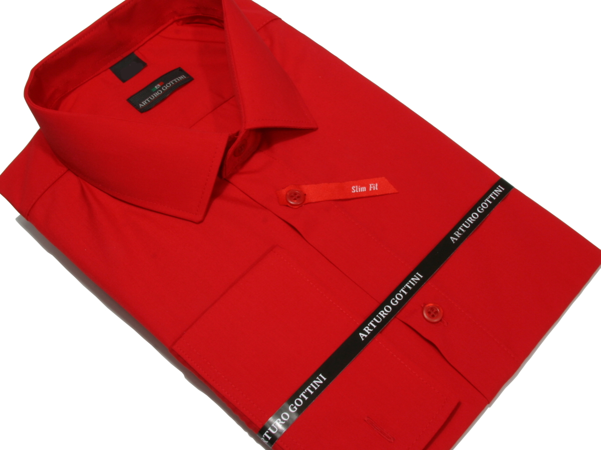 KOSZULA CZERWONA GŁADKA 37/38 182-188 SLIM FIT Marka inna