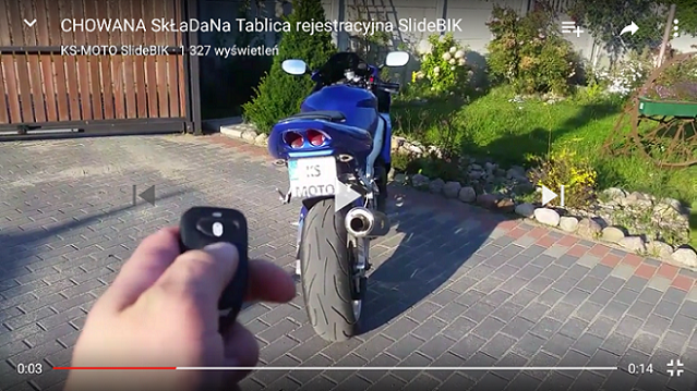 CHOWANA zamykana TABLICA motocyklowa 2 SIŁOW + LED Producent SlideBIK