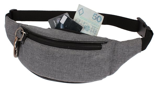 Saszetka do pasa saszetki na pasku nerka na pas Kolor szary czarny