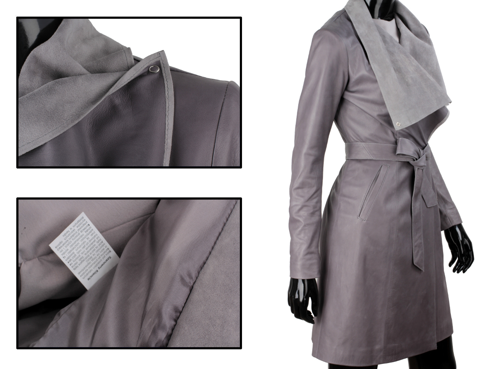 Kabát Kožený Dámsky Šál DORJAN EST102 XL Dominujúci vzor bez vzoru