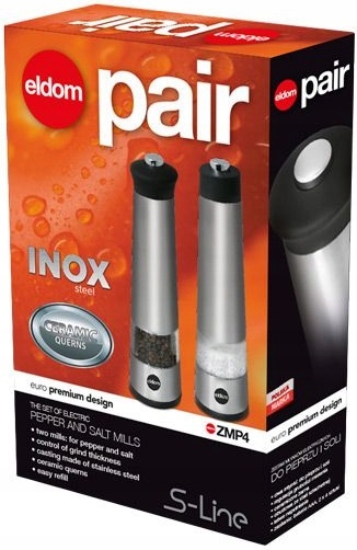 

Eldom 2 młynki do soli i pieprzu ZMP4 stal inox