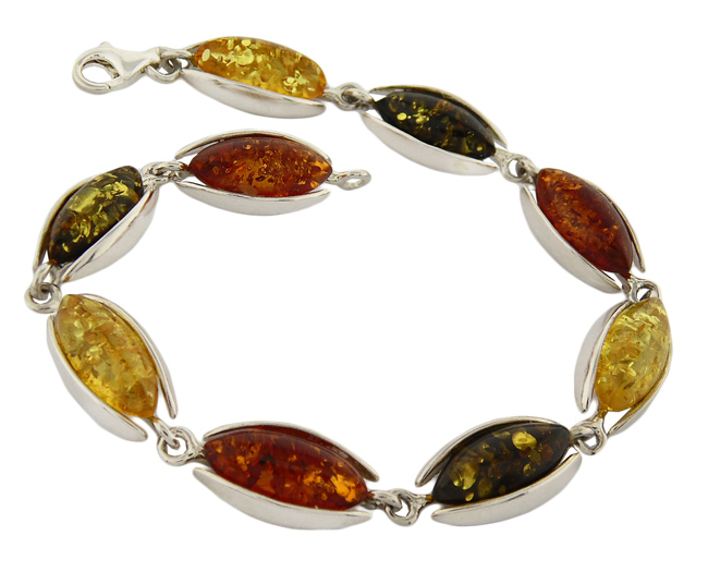 

Bransoletka Srebrna Z Bursztynem - Srebro Bursztyn