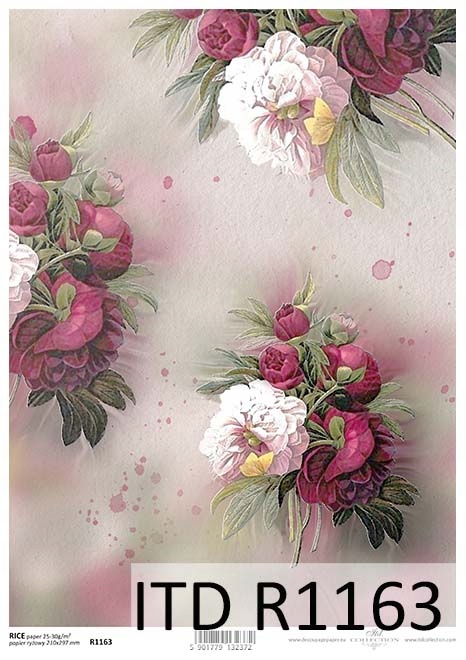 Papier Ryżowy R1163 z włoskami A4 decoupage
