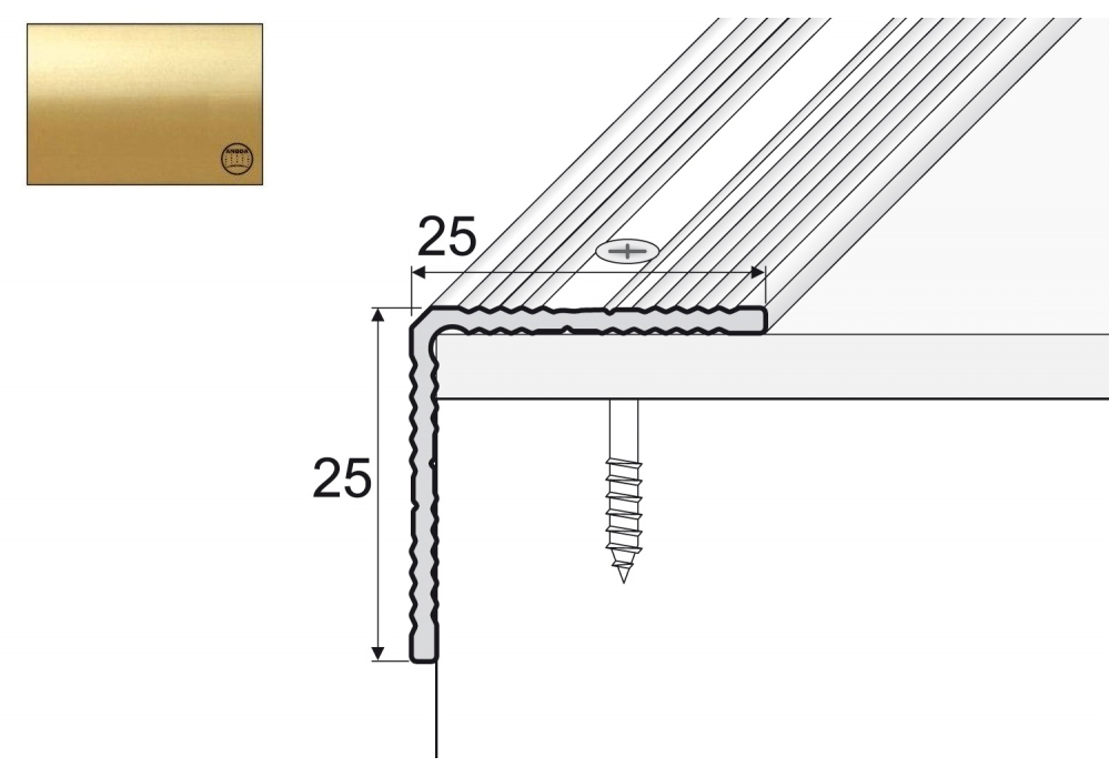 

Kątownik aluminiowy A40, 120cm Złoto 25x25mm