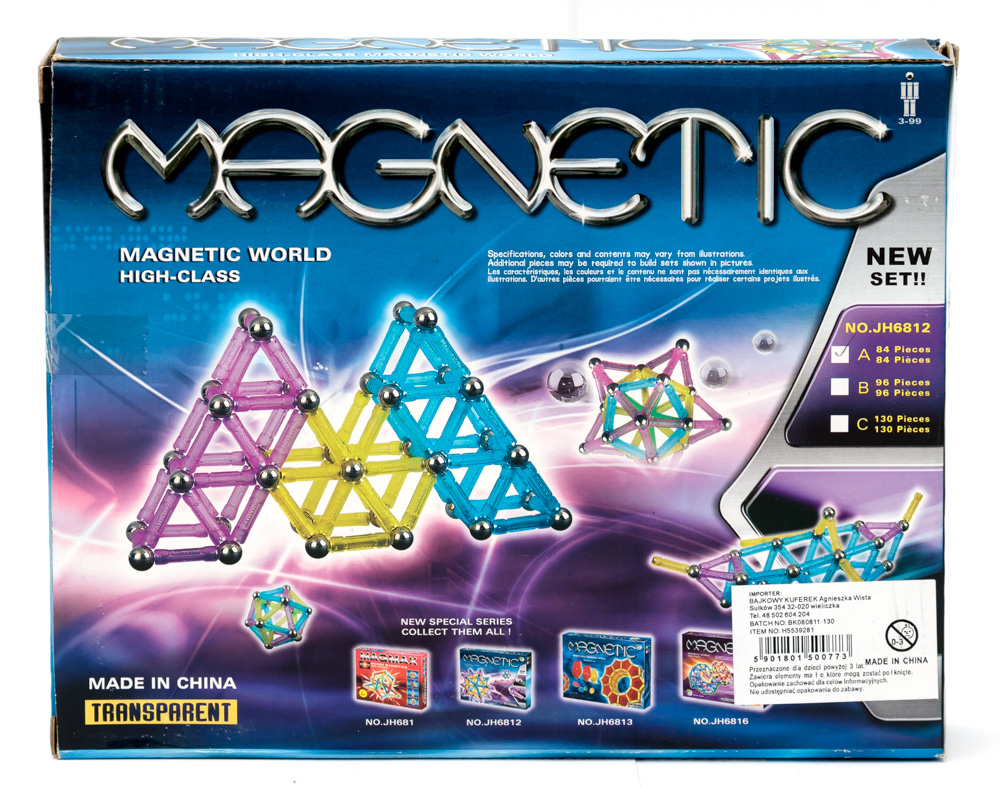 KLOCKI MAGNETYCZNE KONSTRUKCYJNE PASTELOWE - 96el. Rodzaj zestaw