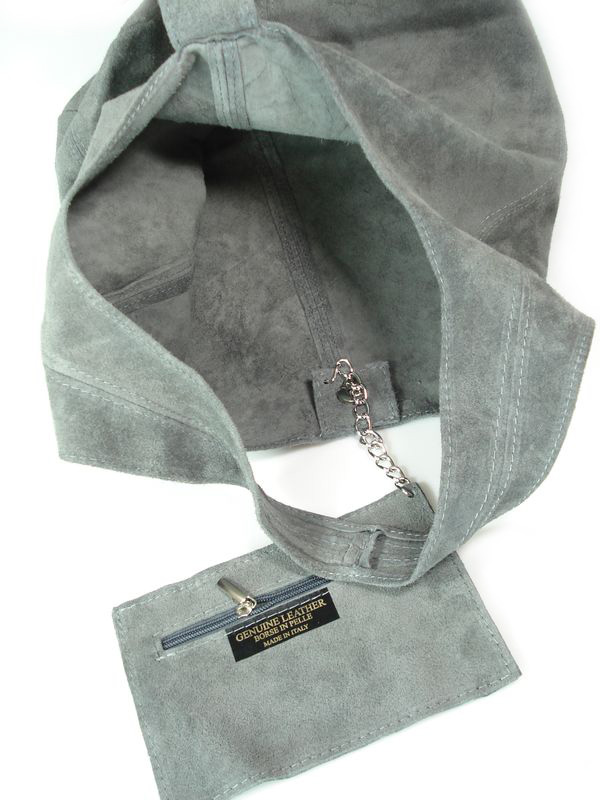 ZAMSZOWY WOREK WŁOSKA SKÓRA SHOPPER BAG SZARY Materiał dominujący skóra naturalna