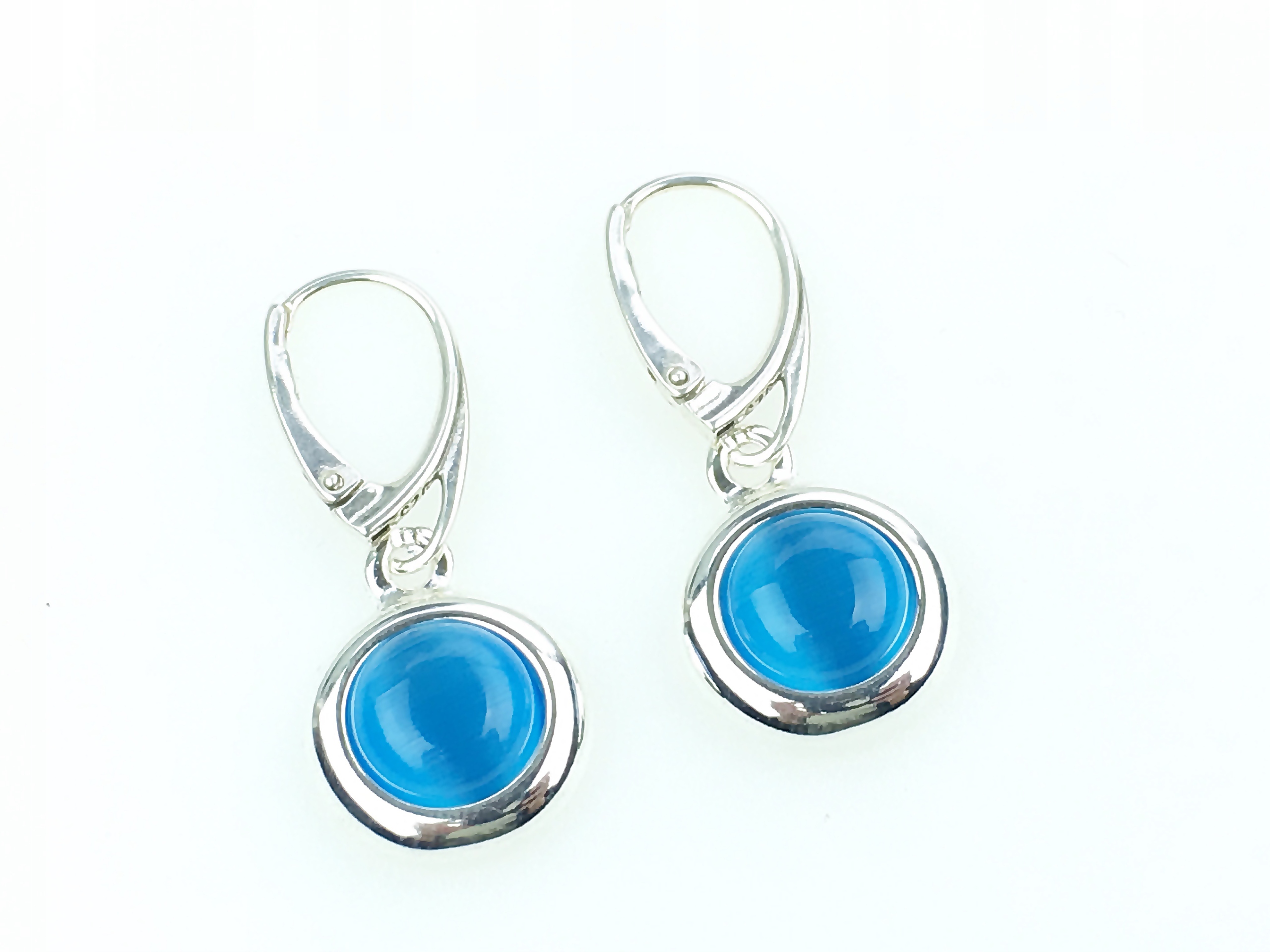 kolczyki wiszące srebro kamień uleksyt niebieski