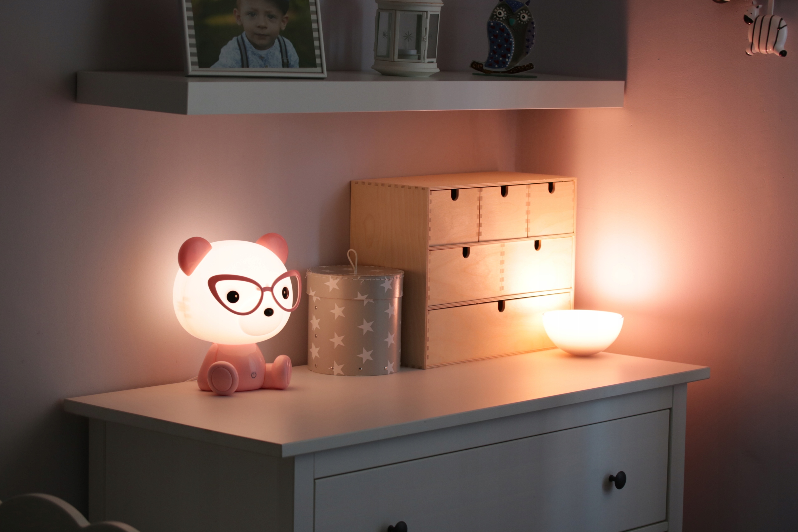 Lampka nocna dziecięca MIŚ różowy LED dla dzieci Bohater brak