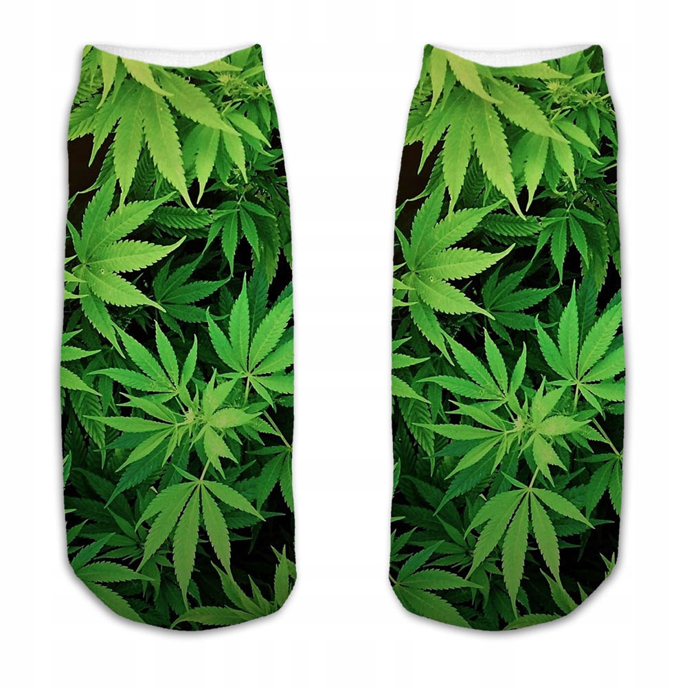 SKARPETKI STOPKI FULLPRINT 3D WEED GREEN TRWAŁE